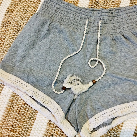 Boho Small grey gray lounge beach summer cotton lace pull on style - Picture 4 of 5